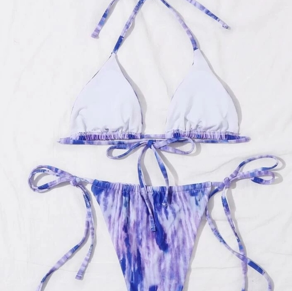 TIE DYE TRIANGLE TIE SIDE BIKINI SWIMSUITBY SHEIN SIZE L (US 8-10) - Picture 4 of 7